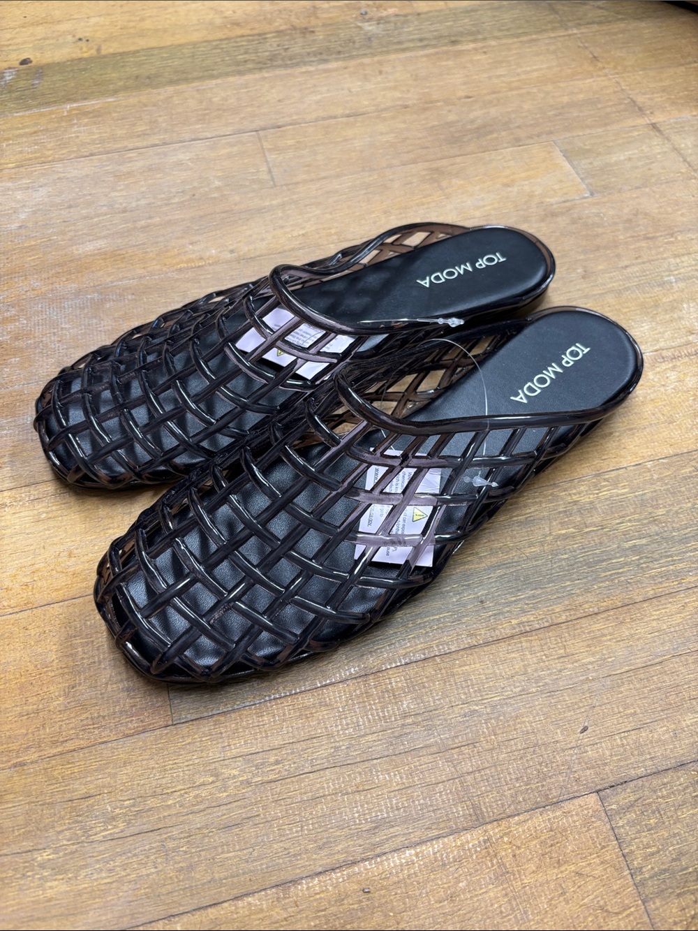 TOP Moda Black Woven Slip-On Mules